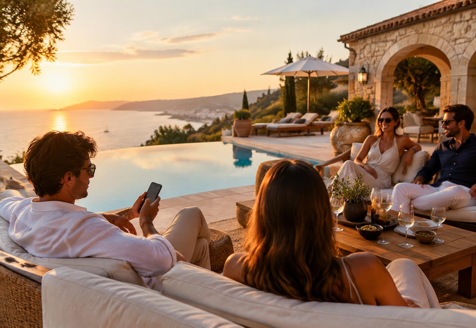 Des hôtes profitent de leur villa pendant que l'app s'occupe du reste